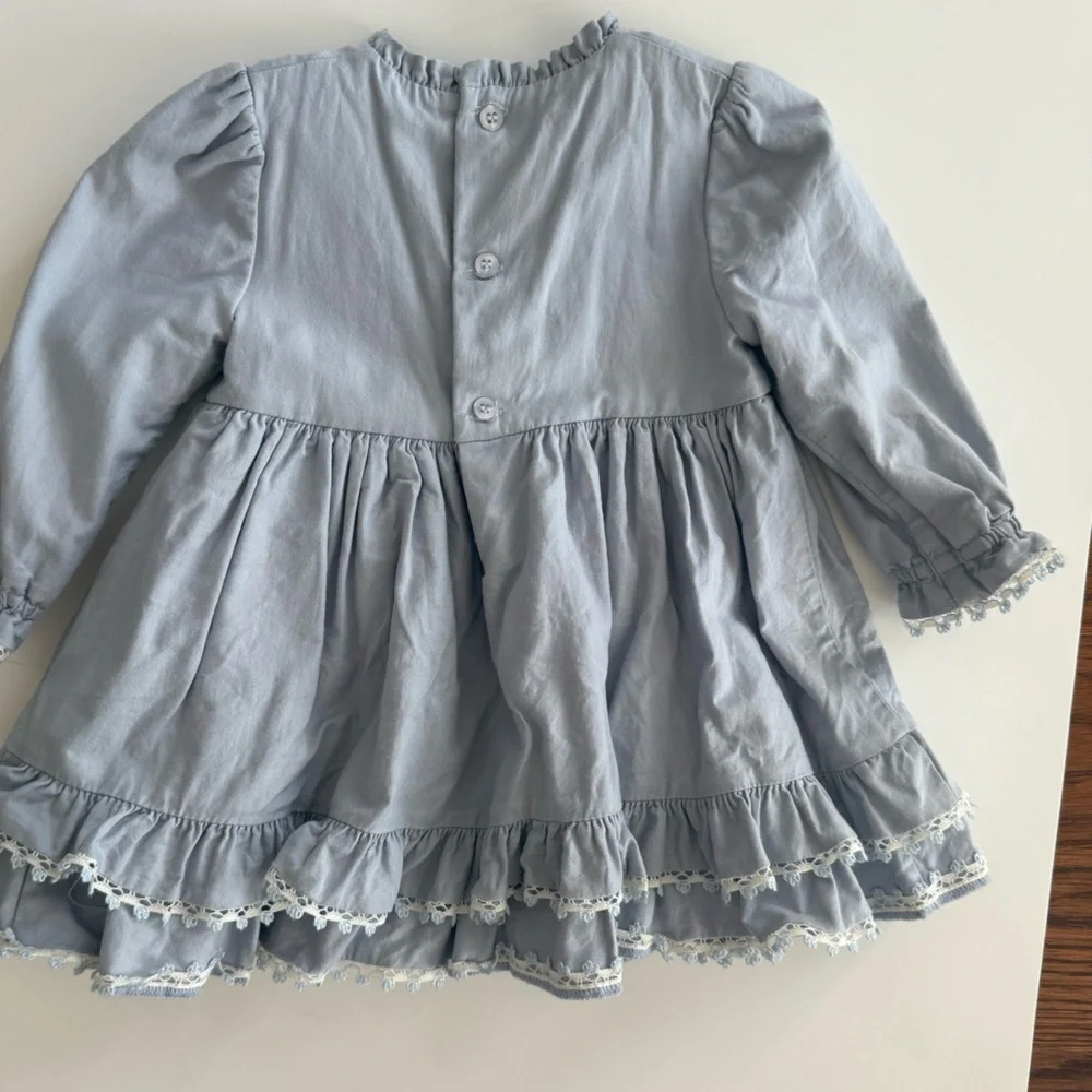 Miranda 18M Blue Ruffled Dress with Lace Detail - Picture 3 of 5